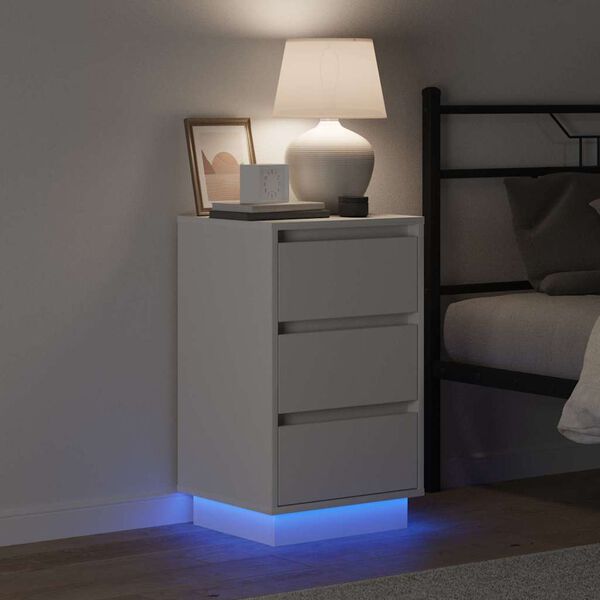 vidaXL Cabinet de chevet Blanc 39 x 34,5 x 65 cm Bois d'ing&eacute;nierie