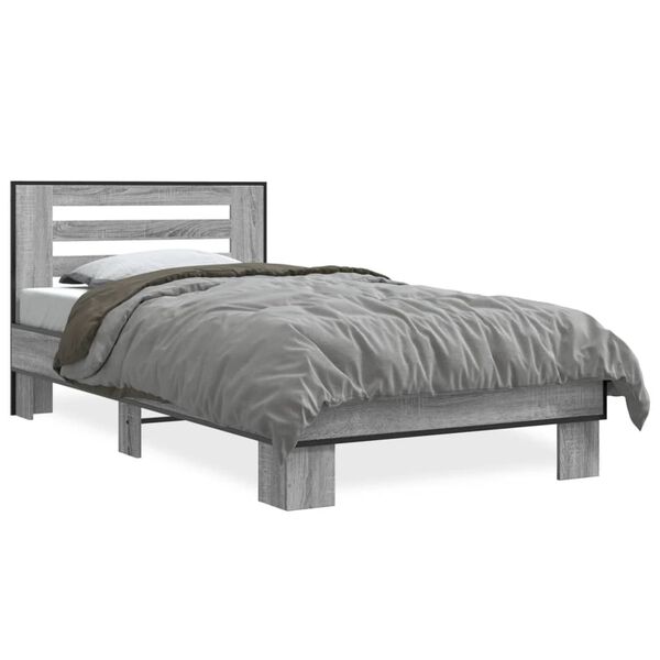 vidaXL Cadre de lit sans matelas sonoma gris 75x190 cm