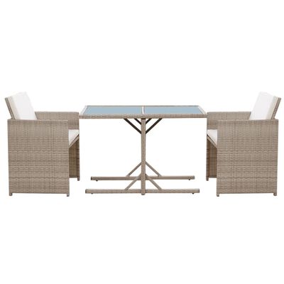 vidaXL Ensemble de bistro 3 pcs avec coussins résine tressée beige