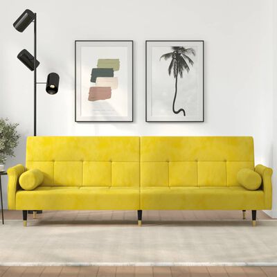 vidaXL Canapé-lit avec coussins jaune velours