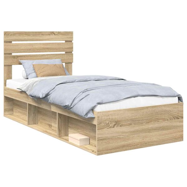 vidaXL Cadre de lit Ch&ecirc;ne Sonoma 75 x 190 cm Pin massif