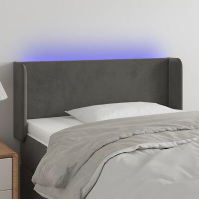 vidaXL Tête de lit à LED Gris foncé 93x16x78/88 cm Velours