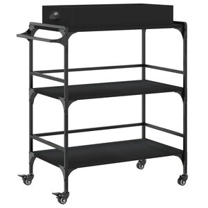 vidaXL Chariot de cuisine noir 81,5x41x92,5 cm bois d'ing&eacute;nierie