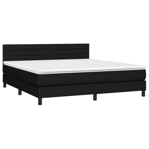 vidaXL Sommier &agrave; lattes de lit et matelas et LED Noir 160x200 cm Tissu