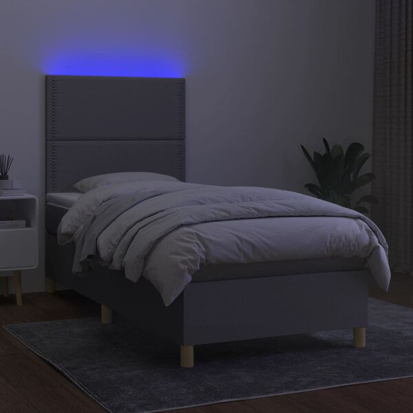 vidaXL Sommier &agrave; lattes de lit avec matelas et LED Gris clair 80x200cm