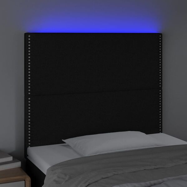 vidaXL Tête de lit à LED Noir 80x5x118/128 cm Tissu