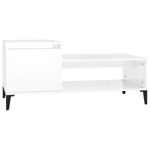 vidaXL Table basse Blanc brillant 100x50x45 cm Bois d'ing&eacute;nierie