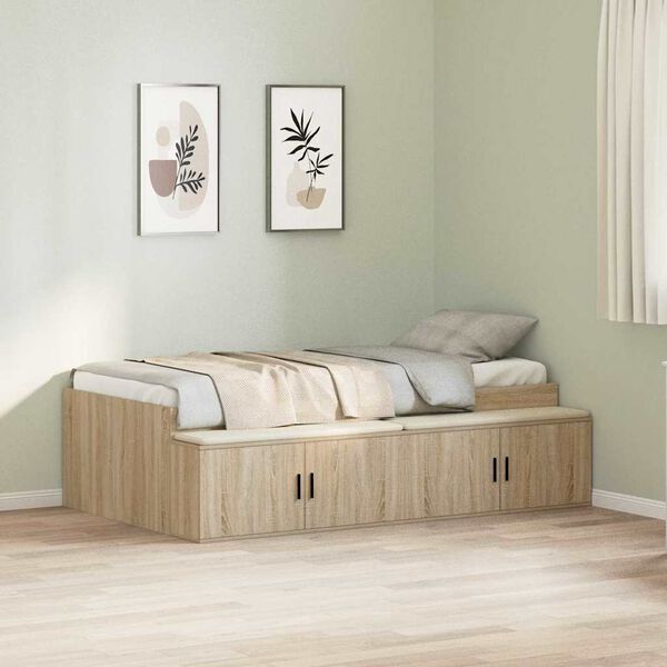 vidaXL Cadre de lit Ch&ecirc;ne Sonoma 70 x 190 cm Bois d'ing&eacute;nierie