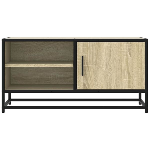 vidaXL Meuble TV ch&ecirc;ne sonoma 80x34,5x40 cm bois d'ing&eacute;nierie et m&eacute;tal