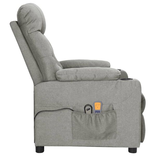 vidaXL Fauteuil &eacute;lectrique de massage Gris clair Tissu