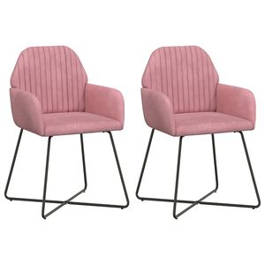 vidaXL Chaises de salle &agrave; manger 2 pc Velours Rose 55 x 50 x 84 cm