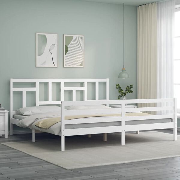 vidaXL Cadre de lit sans matelas blanc 200x200 cm bois massif