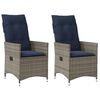 vidaXL Lot de 2 chaises de jardin inclinables avec coussins en résine tressée grise
