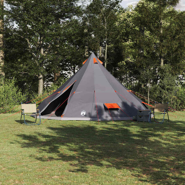 vidaXL Tente Tipi familiale Gris et orange 560 x 560 x 300 cm