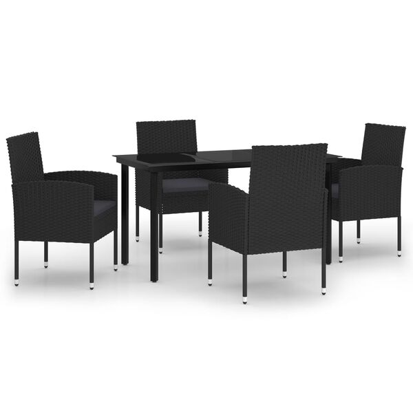vidaXL Ensemble &agrave; manger de jardin 5 pcs Noir