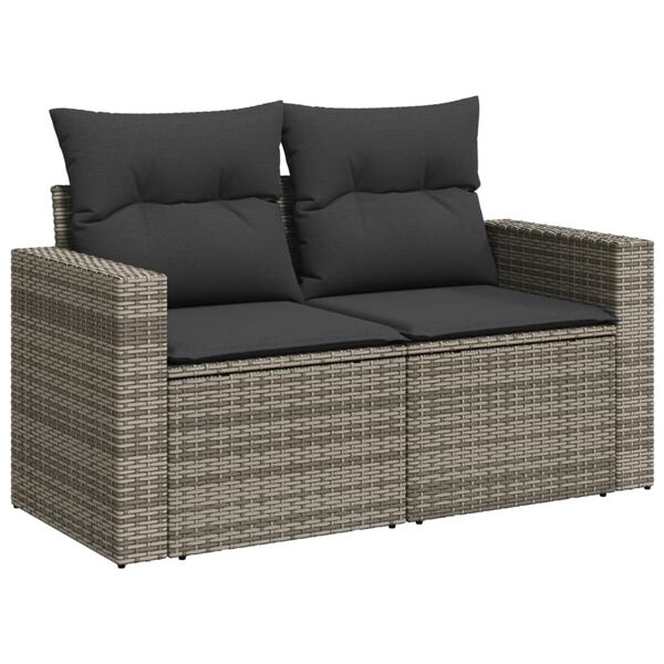 vidaXL Salon de jardin 11 pcs avec coussins gris r&eacute;sine tress&eacute;e