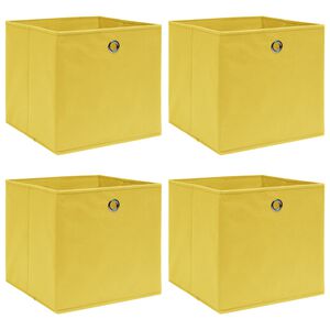 vidaXL Bo&icirc;tes de rangement 4 pcs Jaune 32x32x32 cm Tissu