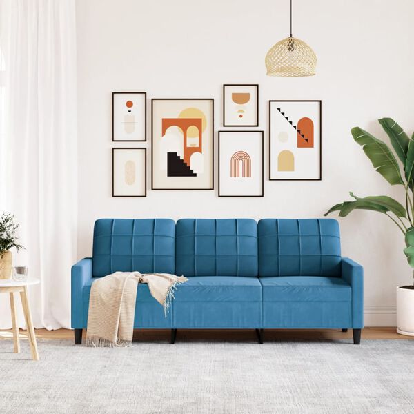 vidaXL Canapé à 3 places Bleu 180 cm Velours
