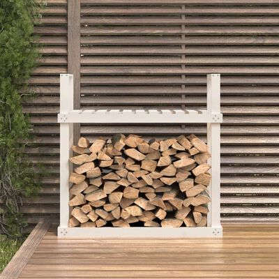 vidaXL Support pour bois de chauffage Blanc 110x35x108,5cm Bois de pin