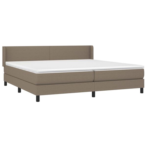vidaXL Sommier &agrave; lattes de lit avec matelas Taupe 200x200 cm Tissu