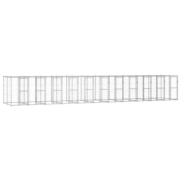 vidaXL Chenil ext&eacute;rieur Acier galvanis&eacute; avec toit 26,62 m&sup2;