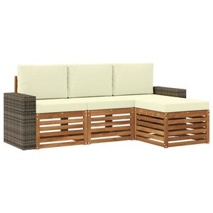 vidaXL Ensemble de canap&eacute;s d'ext&eacute;rieur 4 pc Naturel et Cr&egrave;me
