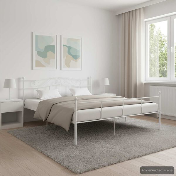 vidaXL Cadre de lit sans matelas blanc métal 180x200 cm