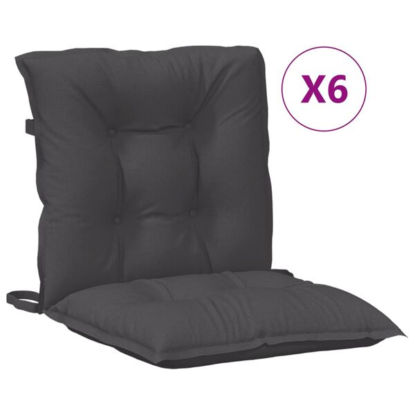 vidaXL Coussins de chaise &agrave; dossier bas lot de 6 anthracite m&eacute;lang&eacute;