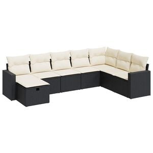 vidaXL Salon de jardin 8 pcs avec coussins noir r&eacute;sine tress&eacute;e