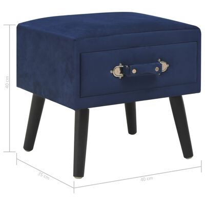 vidaXL Table de chevet Bleu 40x35x40 cm Velours