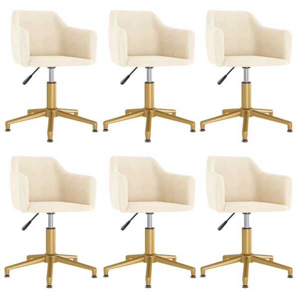 vidaXL Chaises pivotantes &agrave; manger lot de 6 Cr&egrave;me Velours