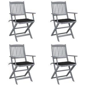 vidaXL Chaises pliables d'ext&eacute;rieur lot de 4 et coussins Bois d'acacia