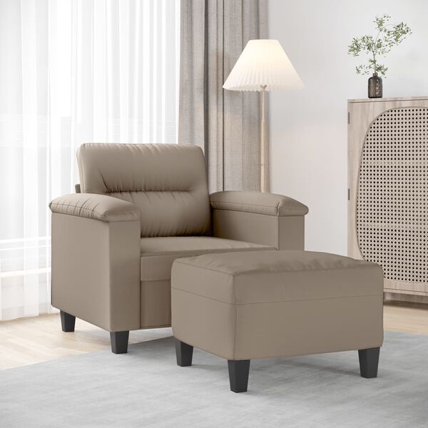 vidaXL Fauteuil avec repose-pied Taupe 60 cm Tissu microfibre