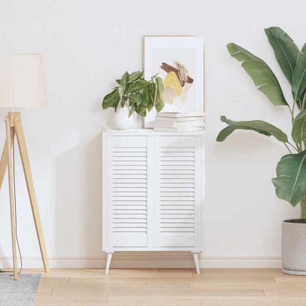 vidaXL Portes d'armoire &agrave; persiennes 2 pcs blanc 69x29,5 cm