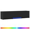 vidaXL Meuble TV avec LED 165 x 34 x 40 cm Noir Bois d&rsquo;ing&eacute;nierie