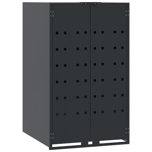 vidaXL Rangement pour poubelle &agrave; roulettes pour poubelle simple Anthracite 69 x 79 x 117 cm Acier