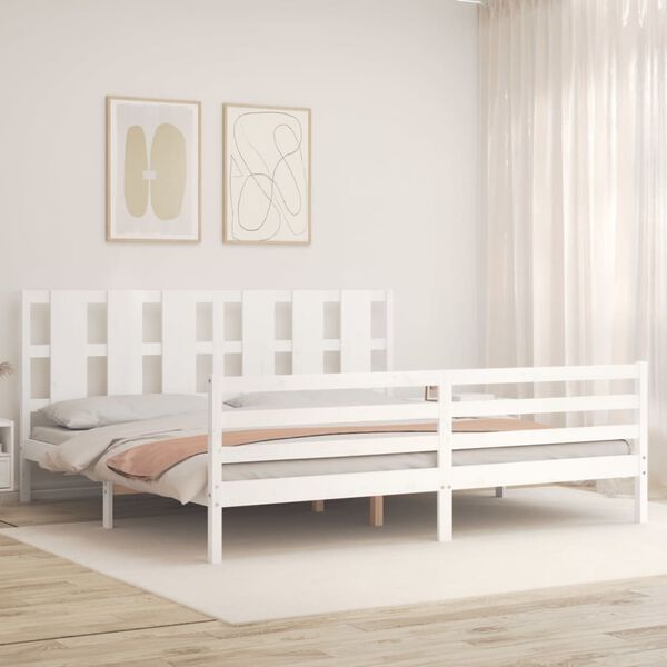 vidaXL Cadre de lit sans matelas blanc 200x200 cm bois massif