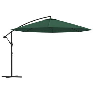 vidaXL Parasol de jardin en porte-&agrave;-faux 3,5 m vert