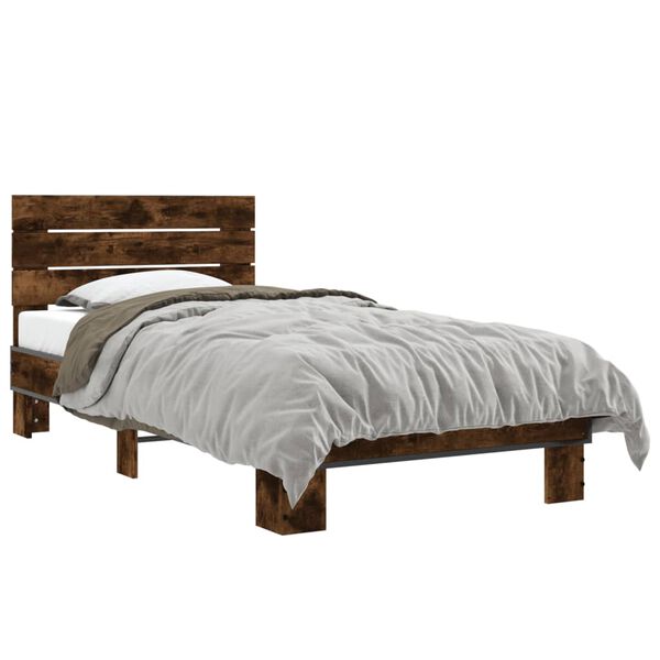 vidaXL Cadre de lit sans matelas ch&ecirc;ne fum&eacute; 90x190 cm