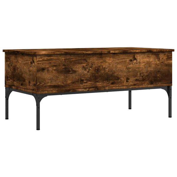 vidaXL Table basse ch&ecirc;ne fum&eacute; 100x50x45 cm bois d'ing&eacute;nierie et m&eacute;tal