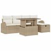 vidaXL Ensemble de canap&eacute; de jardin 6 pc Beige polyrotin