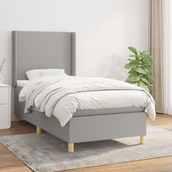 vidaXL Sommier &agrave; lattes de lit avec matelas Gris clair 80x200 cm Tissu