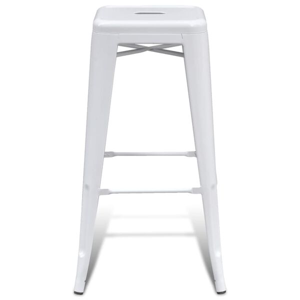 vidaXL Tabourets de bar lot de 2 blanc acier