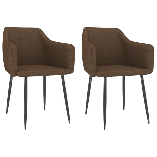 vidaXL Chaises &agrave; manger lot de 2 marron tissu