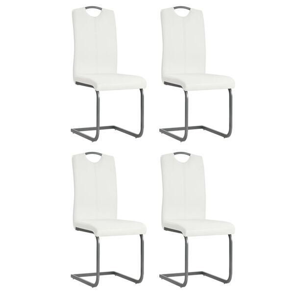 vidaXL Chaises &agrave; manger cantilever lot de 4 blanc similicuir