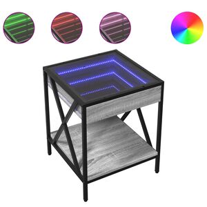 vidaXL Table de chevet avec LED infini sonoma gris 40x40x49 cm