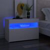 vidaXL Table de chevet avec lumi&egrave;res LED Blanc 60x35x40 cm