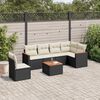 vidaXL Salon de jardin 7 pcs avec coussins noir r&eacute;sine tress&eacute;e