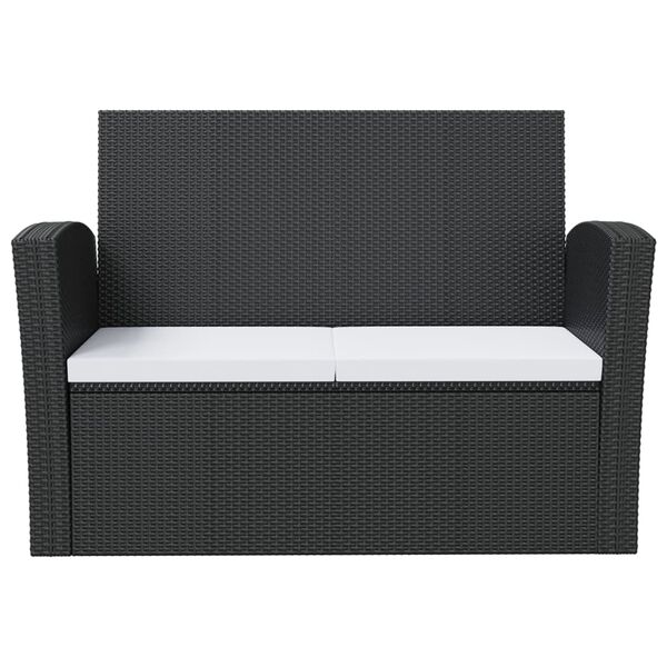 vidaXL Salon de jardin 8 pcs avec coussins r&eacute;sine tress&eacute;e noir
