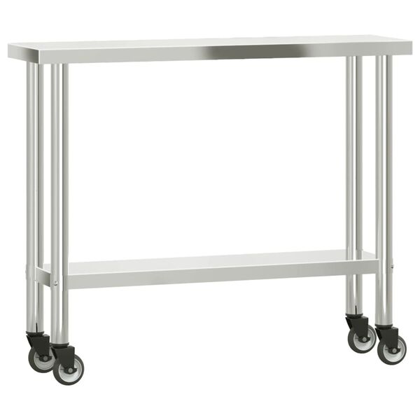 vidaXL Table de travail de cuisine avec &eacute;tag&egrave;re 110x30x150 cm inox